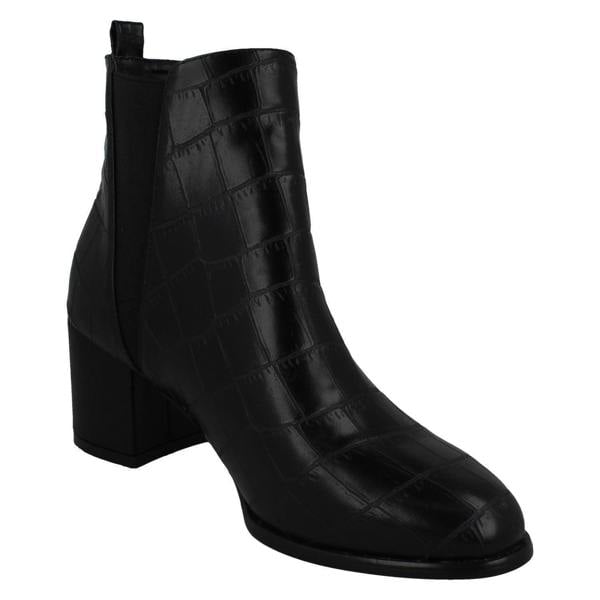 Spot On Ladies Spot On Mid Chunky Heel Ankle Boots F51090