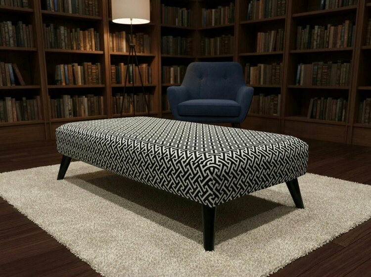 ISTOOLS Premium Eden Embossed Pattern Footstool Ottoman – Window Bay Seat & Multi-Use Coffee Table Bench (Non-Storage) - 36 x 24 Inches (92 x 61cm)
