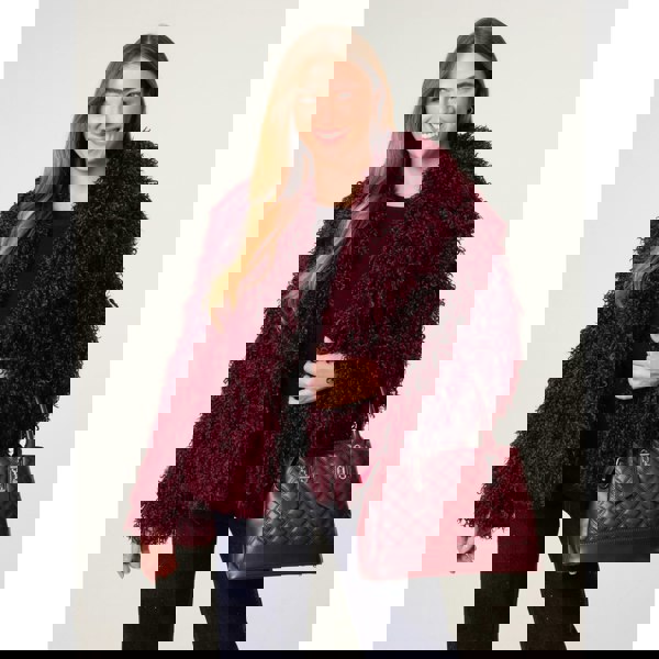 Blue Vanilla Shaggy Textured Fur Coat