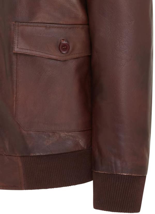 Infinity Leather Mens Brown Cowhide Leather Aviator Bomber Jacket - Akhiok