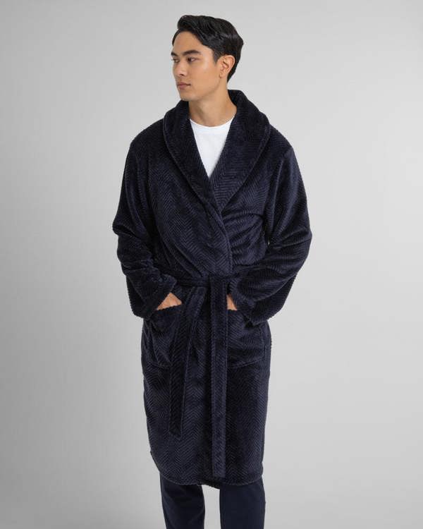 Steel & Jelly Kensal - Herringbone Texture Supersoft Fleece Dressing Gown