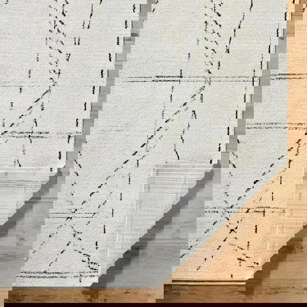 Livabliss Galey Alix Architect-Modern Ivory Black Graphic High Pile Rug