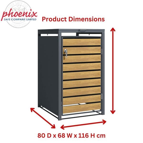 Phoenix Safe Phoenix GB1168AWK Wood Effect Single Wheelie Bin Store / Bin Storage
