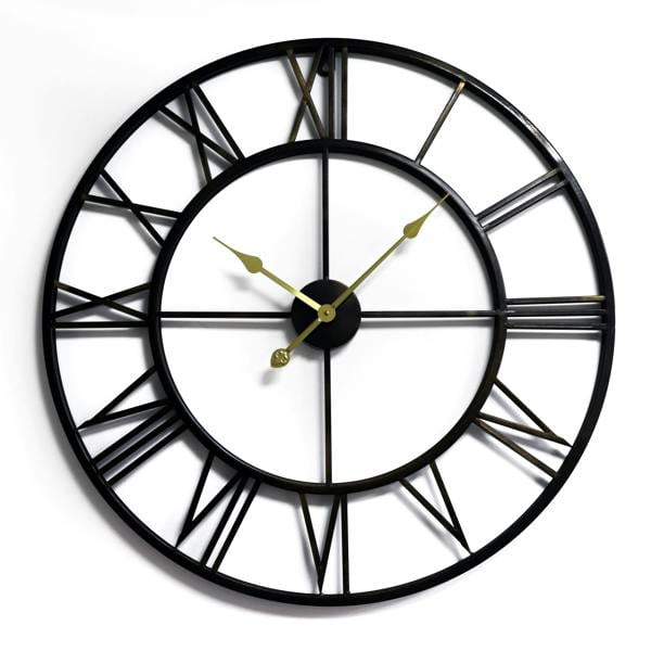 WALPLUS WC2063G Roman No. Iron Wall Clock Gold Hands - 76 cm / 30 in
