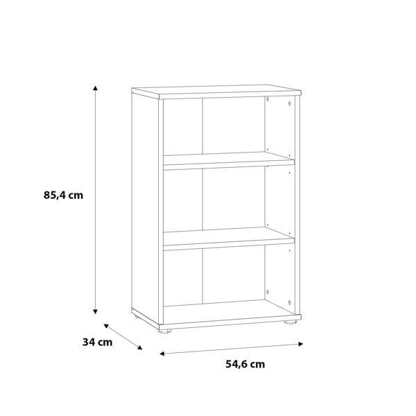 Furniture To Go Essential Low Narrow 2 Shelf Bookcase in Vintage Oak