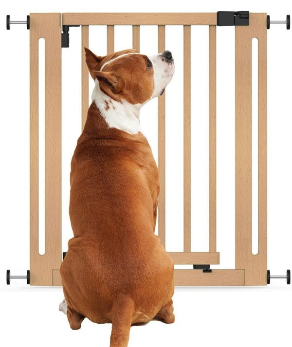 Bettacare Wooden Elegance Dog Gate, Natural, 71cm - 79cm, Pressure Fit Pet Gate for Puppy, Dog and Pet, Easy Installation