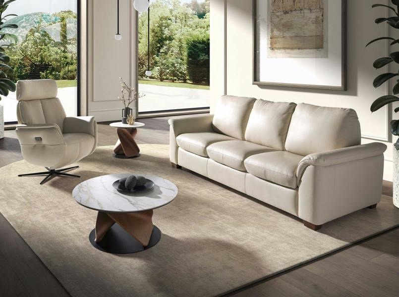 Angel Cerdá Swivel recliner armchair in pearl grey leather 5243