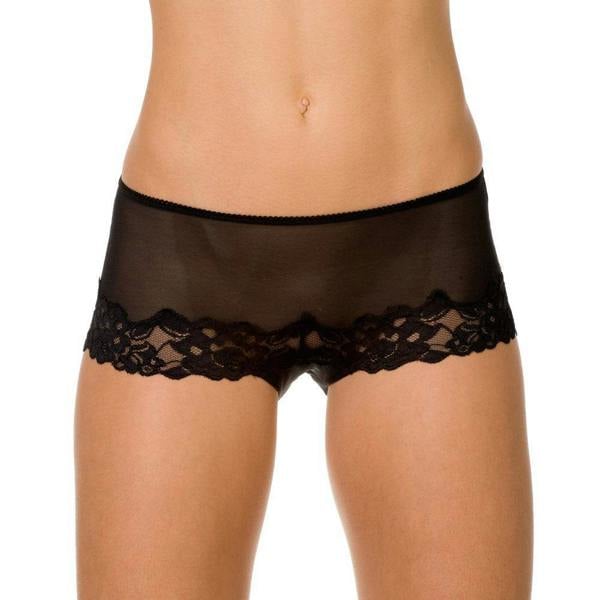 Womens Three Pack Black Sheer Mesh Lace Boxer Shorts 