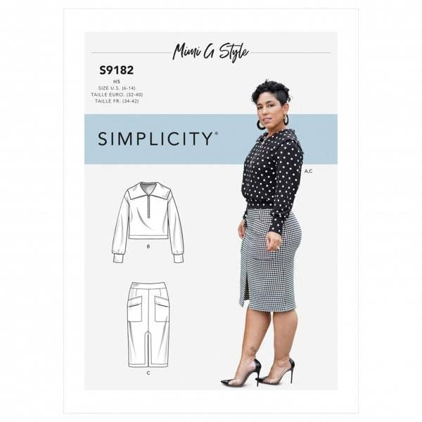 Simplicity Sewing Pattern 9182, Tops, Sweaters, Skirts for Women, H5 (6-8-10-12-14) - Intermediate
