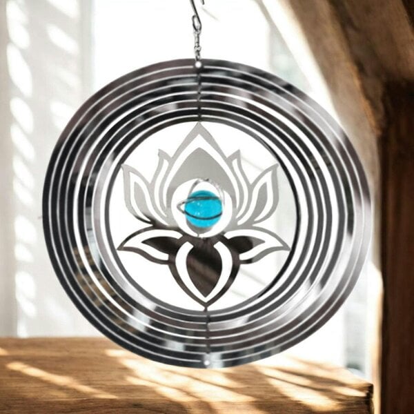 EDH Door Hardware Serenity Stainless Steel Hanging Wind Spinner – 34cm x 25cm | 3D Metal Kinetic Garden Ornament & Outdoor Wind Sculpture