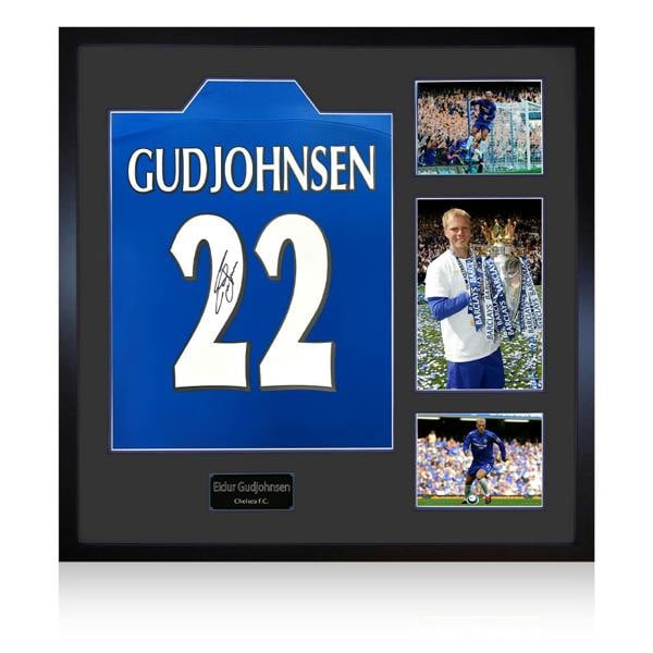 Eidur Gudjohnsen Signed Chelsea Shirt Elite Frame
