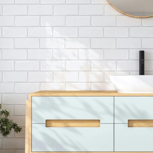 WALPLUS WT3D1805 - Pure White Mosaic 3D Tile Sticker 30.5 x 15.4cm (12 x 6 in) - 20pcs in a pack