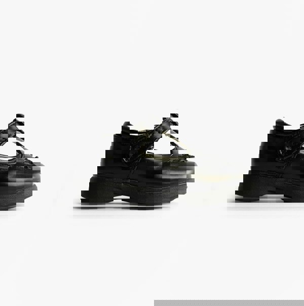 Boulevard Girls Touch Fasten T-Bar School Shoes Black Matt