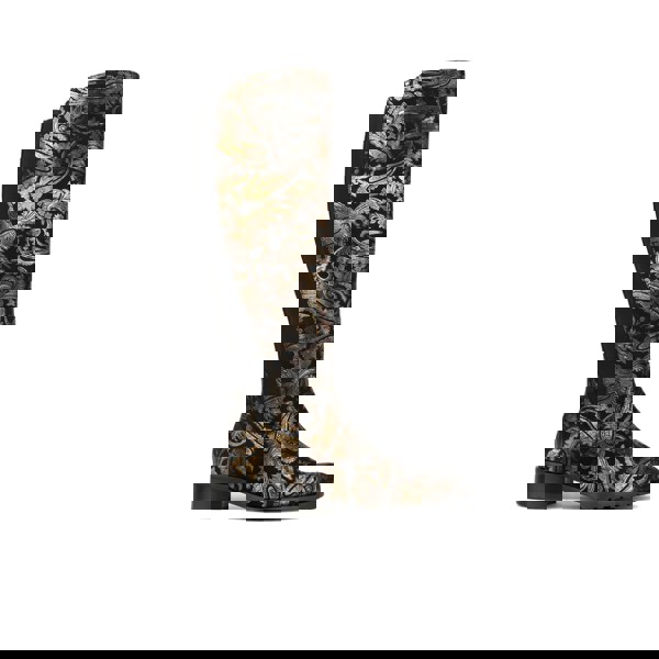 Embassy London Rubix - Black & Gold & Burgundy - Women's full length zip long boot