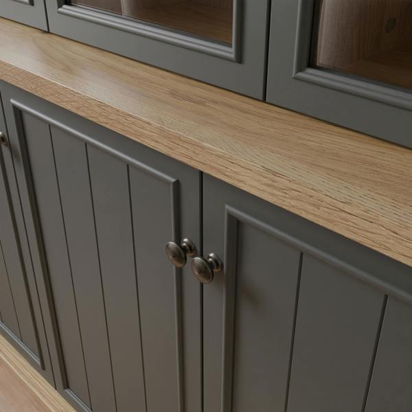 Furniture To Go Pontypool 4 Door Display Cabinet in Grey and Mauvella Oak