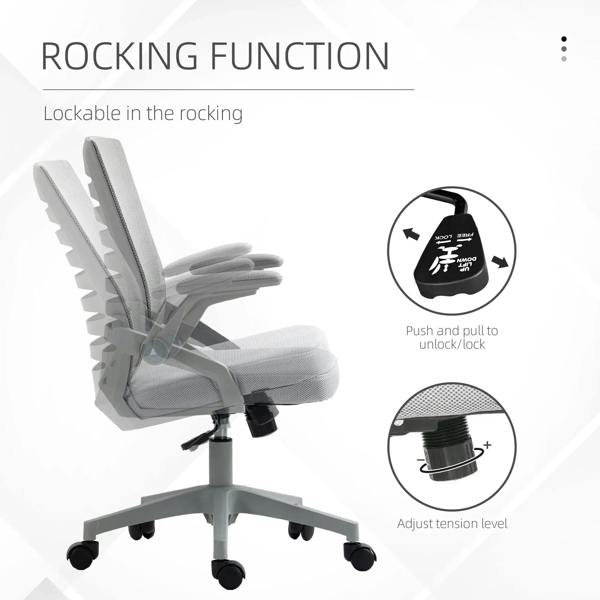 44-53.5cm Adjustable Height Work Chair, with Mesh Back - Grey