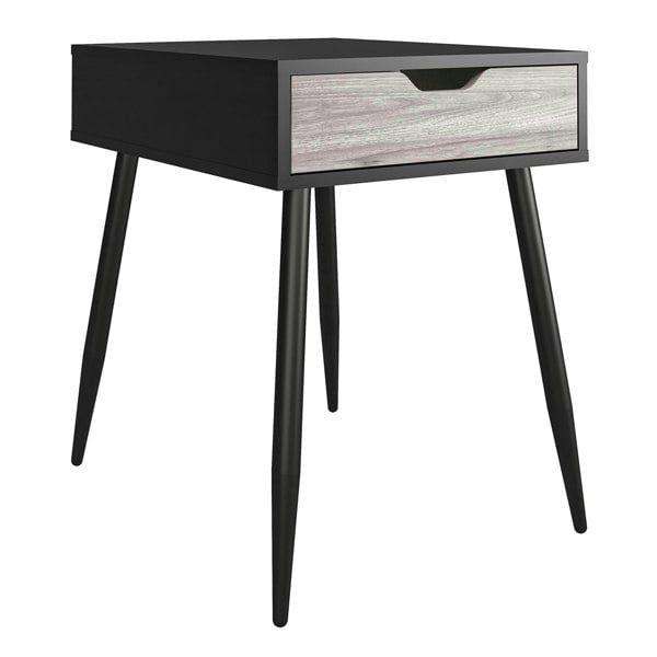 Dorel Home Copley End Table with 1 Drawer in Black Oak