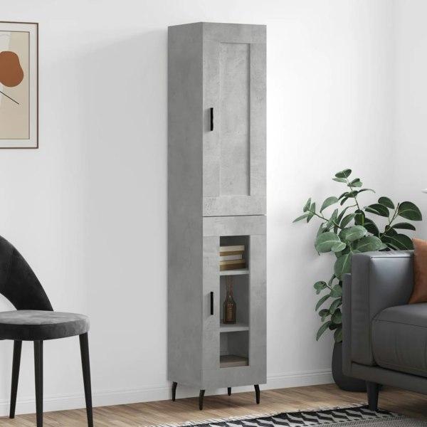 Berkfield Highboard Concrete Grey 34.5x34x180 cm Engineered Wood