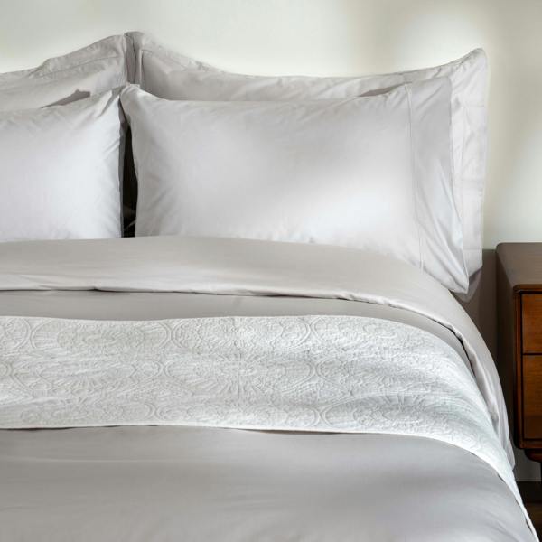 Light Grey 600 Thread Count Egyptian Cotton Pillowcases close-up detail | Soak and Sleep
