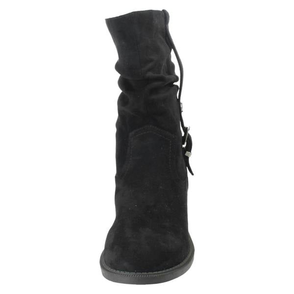 Spot On Ladies Spot On Low Heel Microfibre Zip Mid Calf Boots F51254
