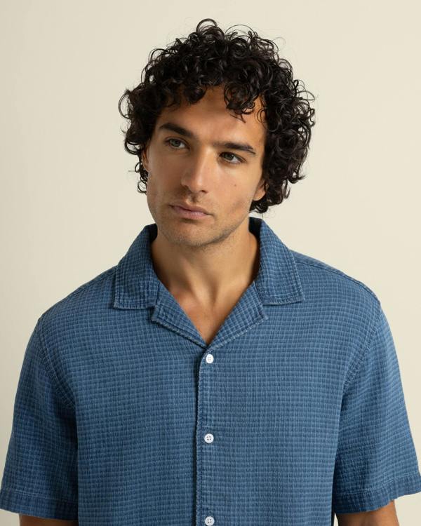 Larsson & Co Soren - Grid Denim Short Sleeve Shirt