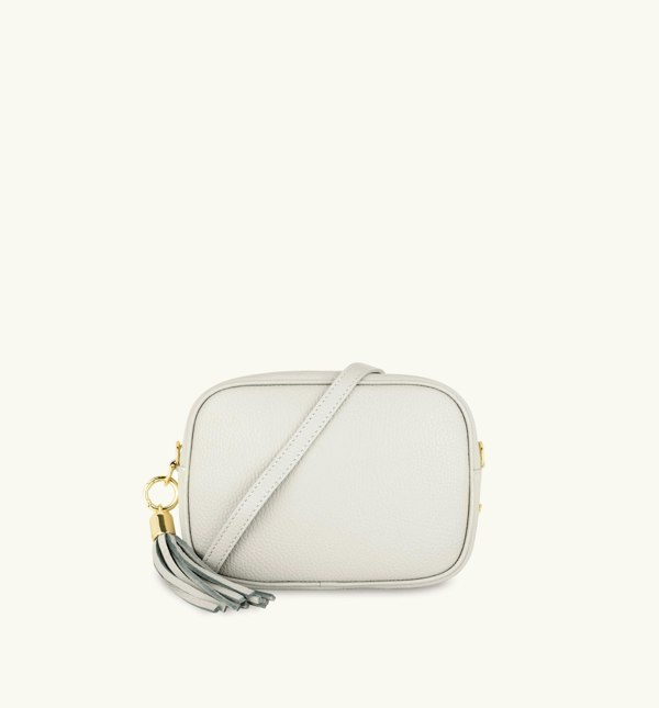 Apatchy London Light Grey Leather Crossbody Bag