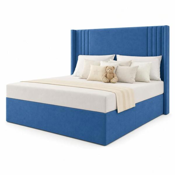 Great British Beds Oxford Divan Bed - Blue Plush