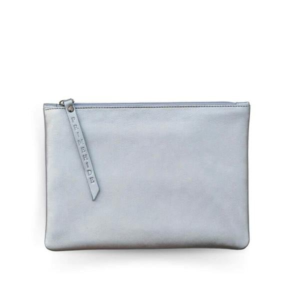 Soft sliver leather makeup pouch medium – front view