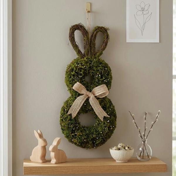 Garden Greatness Hanging Moss Rabbit Easter Wreath