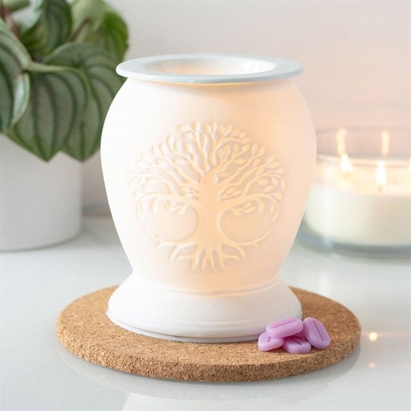 Serano Tree of Life White Ceramic Electric Oil Burner and Wax Warmer