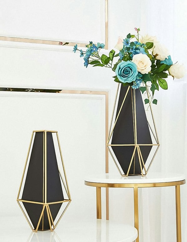 ANYHOUZ 39cm Gold Black Luxury Tabletop Home Decor Modern Art Living Room Display House Decorative Crafts Metal Ornaments