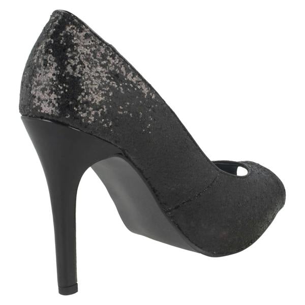 Spot On Ladies Spot On Glittery Slip On Party Heels