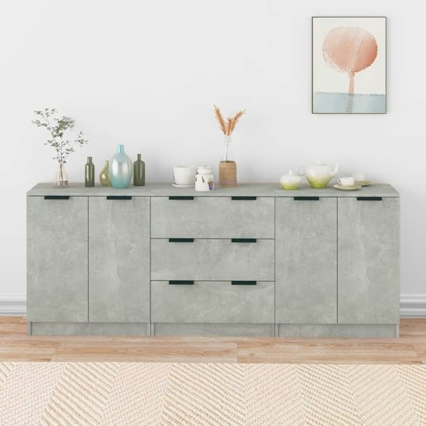 Berkfield 3 Piece Sideboards Concrete Grey Engineered Wood