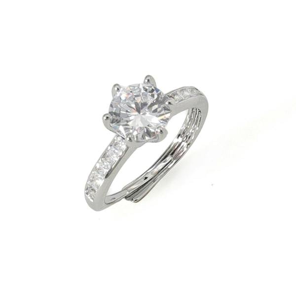 Say It With Adjustable Round Cut Six Claw Ring - Silver