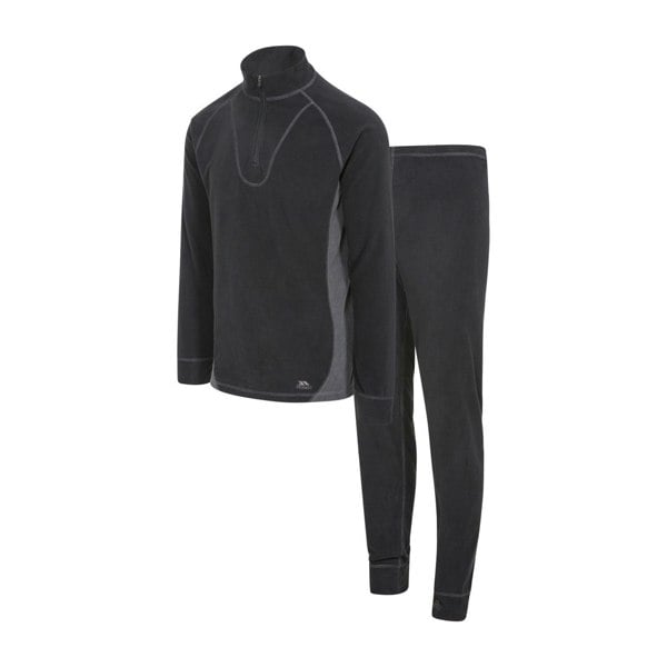 Trespass Unisex Thriller Thermal Top And Bottom Set - Black