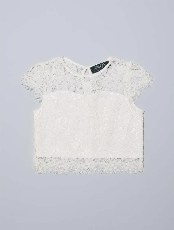 Girls white lace top - front