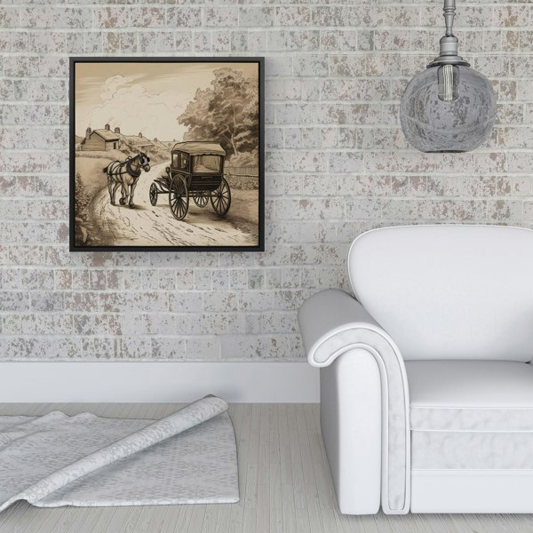 Warren Reed A Horse And His Cart Framed Canvas