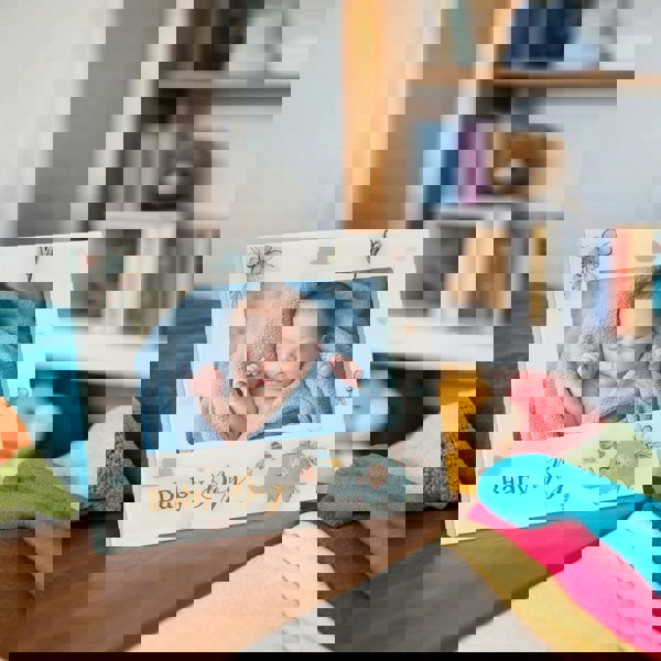 Baby Boy Baby Picture Frame with Duck Egg Blue Elephant and Hearts Image 5