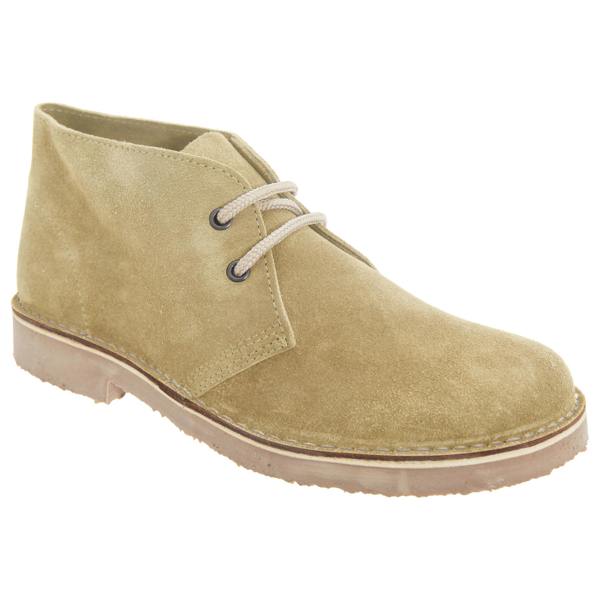 Roamers Mens Real Suede Round Toe Unlined Desert Boots - Camel