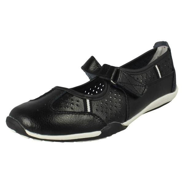 Down to Earth Ladies Down To Earth Casual Flat Leather Hook & Loop Strap Shoes F80066