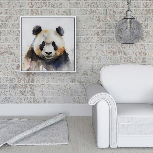 Warren Reed Panda Watercolour Framed Canvas