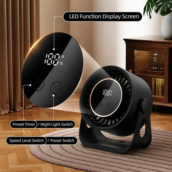 Dyzi Digital Display Desktop Fan 199 Speed Rechargeable Wall Mount Fan
