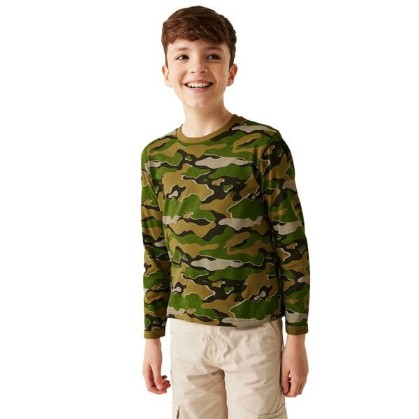 Regatta Kids Wenbie III Camo Long-Sleeved T-Shirt - Nephrite Green