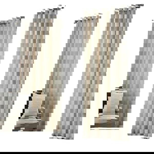 Paoletti Jupiter Chenille Eyelet Curtains - Ivory/Gold