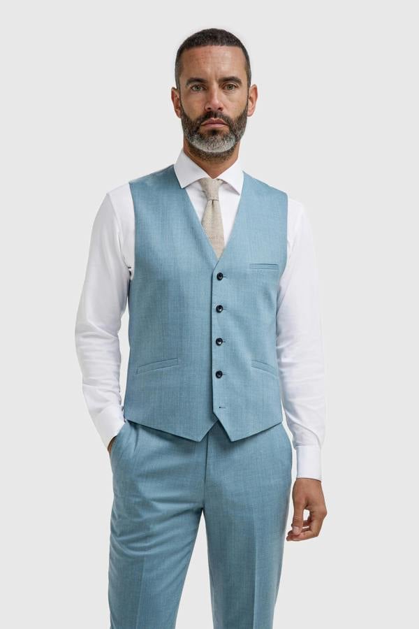 House of Cavani James - Men's Light Blue 3 Piece Textured Suit