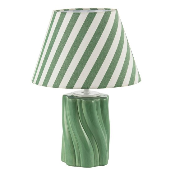Happy Homewares Glossy Sage Green Glazed Ceramic Lamp with Sculptural Twisted Base