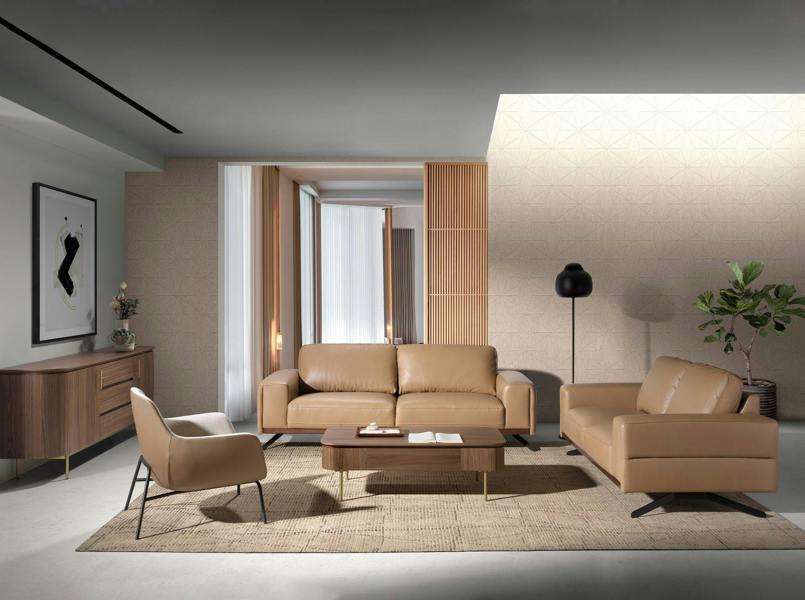 Angel Cerdá Cream Fabric and Brown Leatherette Armchair 5099