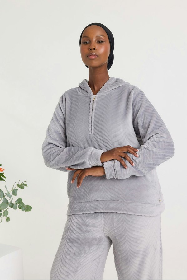 Cosy Chevron Lounge Suit in Shale Grey - Loungewear