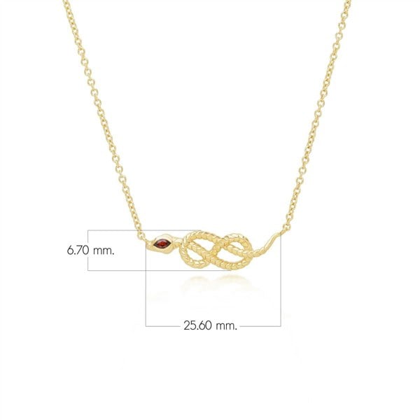 253N365801925 ECFEW™ Garnet Winding Snake Pendant Necklace in Gold Plated Sterling Silver Dimensions