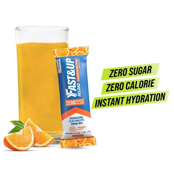 Reload Zero Stick Pack - Energizing Electrolyte Drink Mix for Instant Hydration - Orange Flavour, 15 Sachets